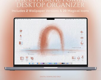Minimal Mac Wallpaper & Desktop Organizer with Aesthetic Folder Icon Pack — Moody Lo-Fi Digital Download