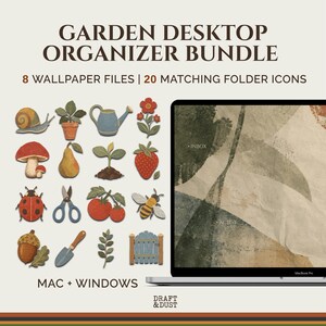 Garden Desktop Organizer Wallpaper & Folder Icons for Mac and Windows, 8 Wallpapers + 20 Icons