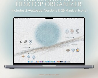 Minimal Mac Wallpaper & Desktop Organizer with Aesthetic Folder Icon Pack — Cool Mist Lo-Fi Download