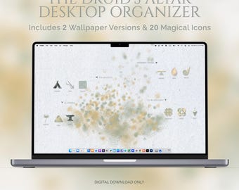 Forest & Boho Mac Wallpaper Desktop Organizer with Druid Folder Icon Pack — Earthy Nature Download