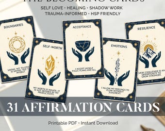 Affirmation Cards Printable | 31 Self Love & Healing Cards PDF, Inner Child Healing, Shadow Work Deck, Digital Download