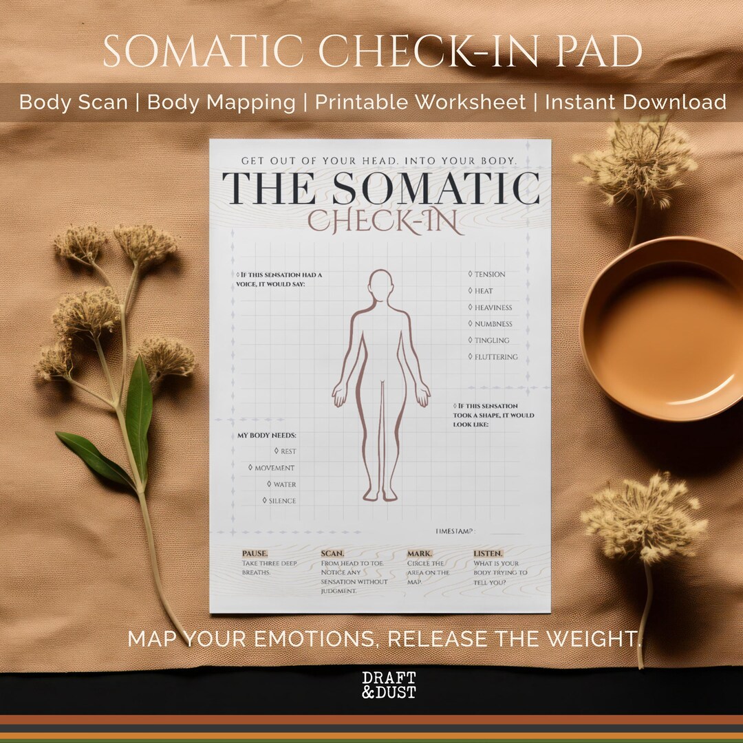 Somatic Worksheet | Body Scan Printable | Body Mapping Worksheet | Self ...