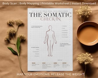 Somatic Worksheet | Body Scan Printable | Body Mapping Worksheet | Self Check-In PDF | Nervous System Support