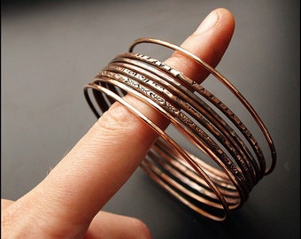 Copper bangles - set of 8