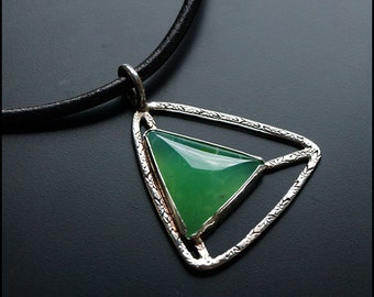 Triangle - Sterling silver necklace with chrysoprase