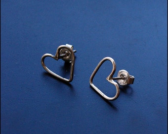 Heart Post Earrings - Sterling silver