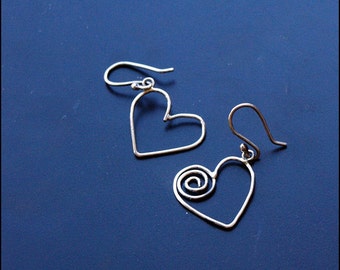Different and still similatr - Sterling silver heart earrings