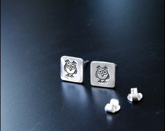 Owl sterling silver post earrings