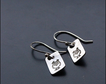 Owl earrings - sterling silver