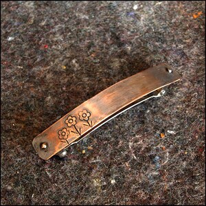 Three Flowers - Copper hair clip