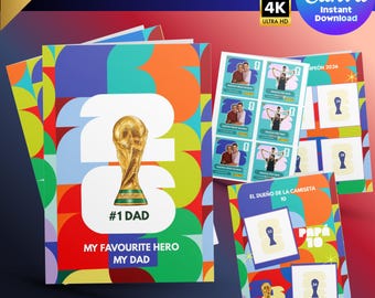 Álbum mundial 2026 DÍA DEL PADRE, Football Dad Memory Album, World Cup 2026 Sticker Album Template for Dad (Canva Editable)