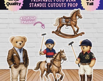 Polo Bear Standee Cutouts, Preppy Baby Shower Decor, Old Money Prop (Digital Download)
