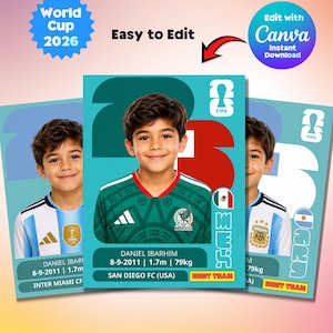 World Cup Sticker Album & 2026 Template, Editable Canva Soccer Keepsake | Custom Photo Digital Download