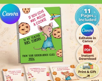 Se regali al tuo insegnante un libro di biscotti, regalo di apprezzamento per l'insegnante, regalo di fine anno per l'insegnante, regalo stampabile per gli insegnanti, regalo di ringraziamento fai da te