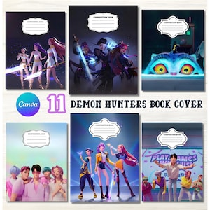 K-pop Demon Hunters kompositionsanteckningsboksomslag, K-pop Tiger bokomslag, Huntrix bokomslag, Saja Boys anteckningsboksomslagsdesigner, Tillbaka till skolan
