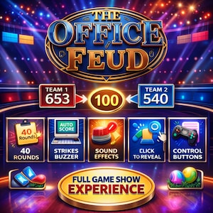 Feiertagsfreundliches Feud-Büropartyspiel, bearbeitbare Power Point-Spielshow, lustige Urlaubspartyaktivität - Sofortiger digitaler Download