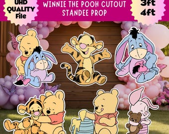 Winnie The Pooh Cutout Standee, Pooh Baby shower Party Decor, Birthday Party Stand Up Prop, Baby Winnie And Friends, (Digital Download)