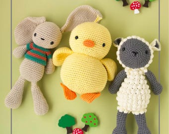 Barnyard Friends amigurumi-haakpatroonset | PDF-download konijn, schaap, kuiken