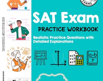 SAT Exam Prep Workbook | Math, Reading, Writing Practice Questions (Digital Download)