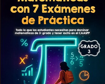 California CAASPP Grade 3 Math PDF, 7 Practice Tests Workbook, CAASPP Test Prep, Digital Download