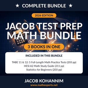 Jacob Test Prep Math Bundle | TABE, HESI A2, Statistics Study Guides | 3 PDF Math Books