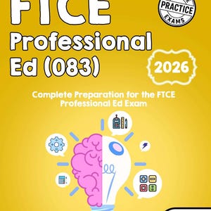 FTCE Professional Ed 083 eBook PDF | Guide d'étude pour la certification des enseignants en Floride | Questions pratiques | Téléchargement numérique