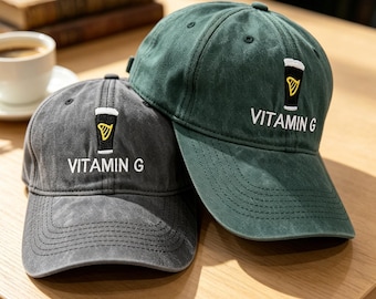 Guinness Vitamin G Embroidered Cap,Guinness Dad Hat,Adjustable Beer Stout Lover,Minimalist Vintage Cap,Unisex Baseball Hat,Streetwear Gift