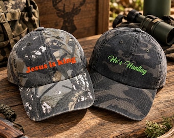 Personalized Camo Baseball Cap, Vintage Hunting Dad Hat, Unstructured Cotton, Custom Text, Logo Hat, Dad Cap, Gift for Dad, Gift for Him