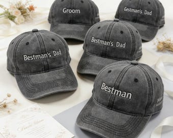 Custom Groomsman Hat, Personalized Best Man Gift, Groom's Dad Cap, Wedding Party Baseball Hats, Bachelorette Party Caps, Bachelor Party Gift