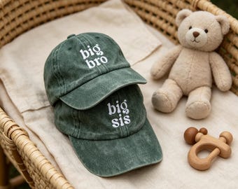 Casquette personnalisée avec prénom pour enfant, chapeau brodé grand frère grande soeur, cadeau de faire-part grand frère, chapeau pour tout-petit assorti à la famille, cadeau pour frères et sœurs