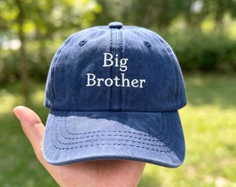 Big Brother Big Sister Embroidered Hat, Custom Kids Baseball Caps, Retro Washed Cotton Sibling Matching Hats, Family Matching Toddler Hat