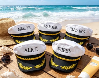 Custom Embroidered Captain Hat, Personalised Boat Hat with Name, Yacht Crew Hats, Bachelor Party Captain Hat, First Mate Gift, Boat Gift