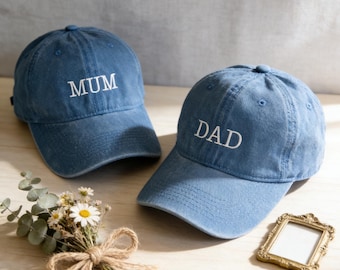 Custom Embroidered Mom Dad Hat, New Dad Gift Vintage Baseball Cap, Pregnancy Reveal Gift for Expecting Father, Father's/Monther's Day Gift