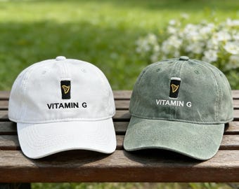 Vitamin G Baseball Cap, Washed Vintage Cotton Unisex Dad Hat, Irish-inspired Hat Beer, Lover Stout Gift for Friends, Beer Lover Dyed Cap