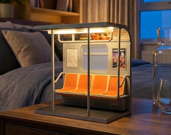 New Yorker U-Bahn-Lampe – 3D-gedruckte Miniatur-New-York-Dekoration – Ambiente-Schreibtischlampe mit verstecktem Schalter