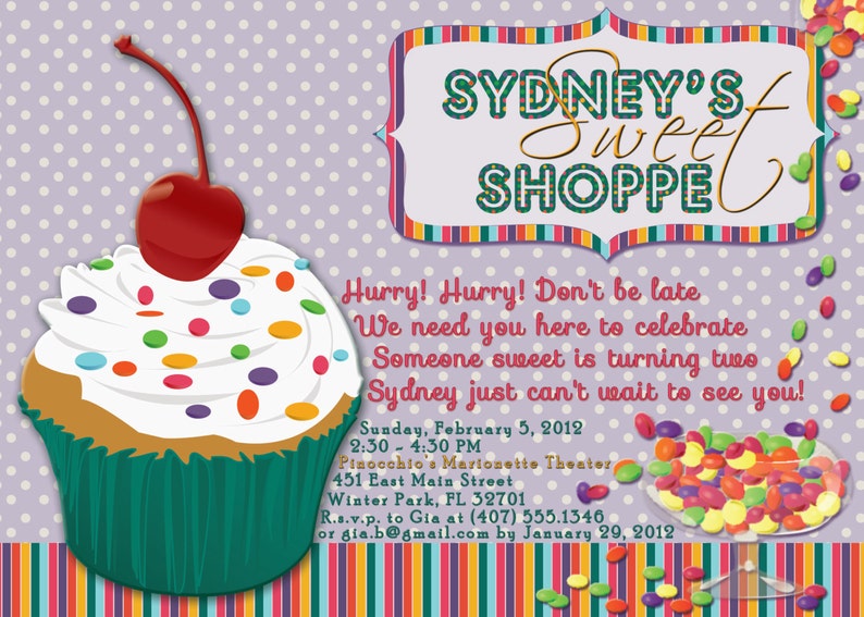 Sweet Shoppe Birthday Party Invitations