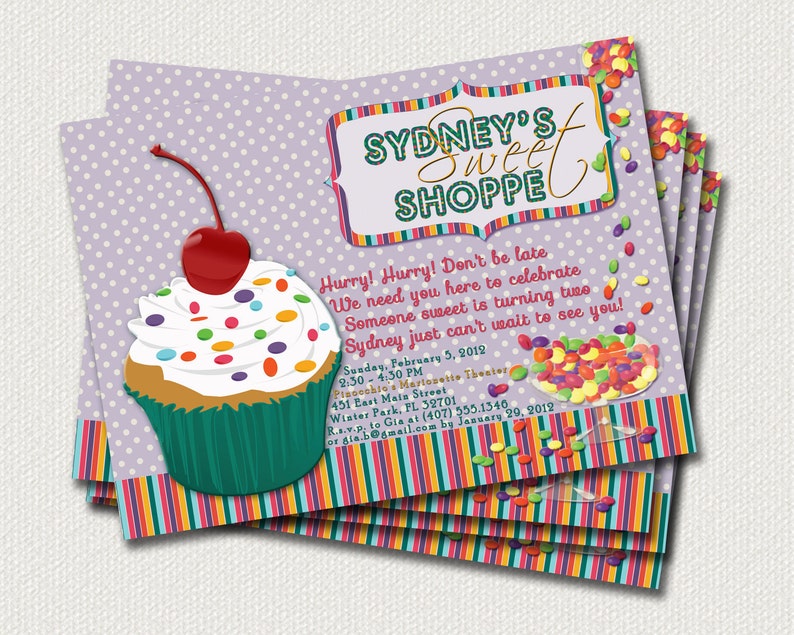 Sweet Shoppe Birthday Party Invitations
