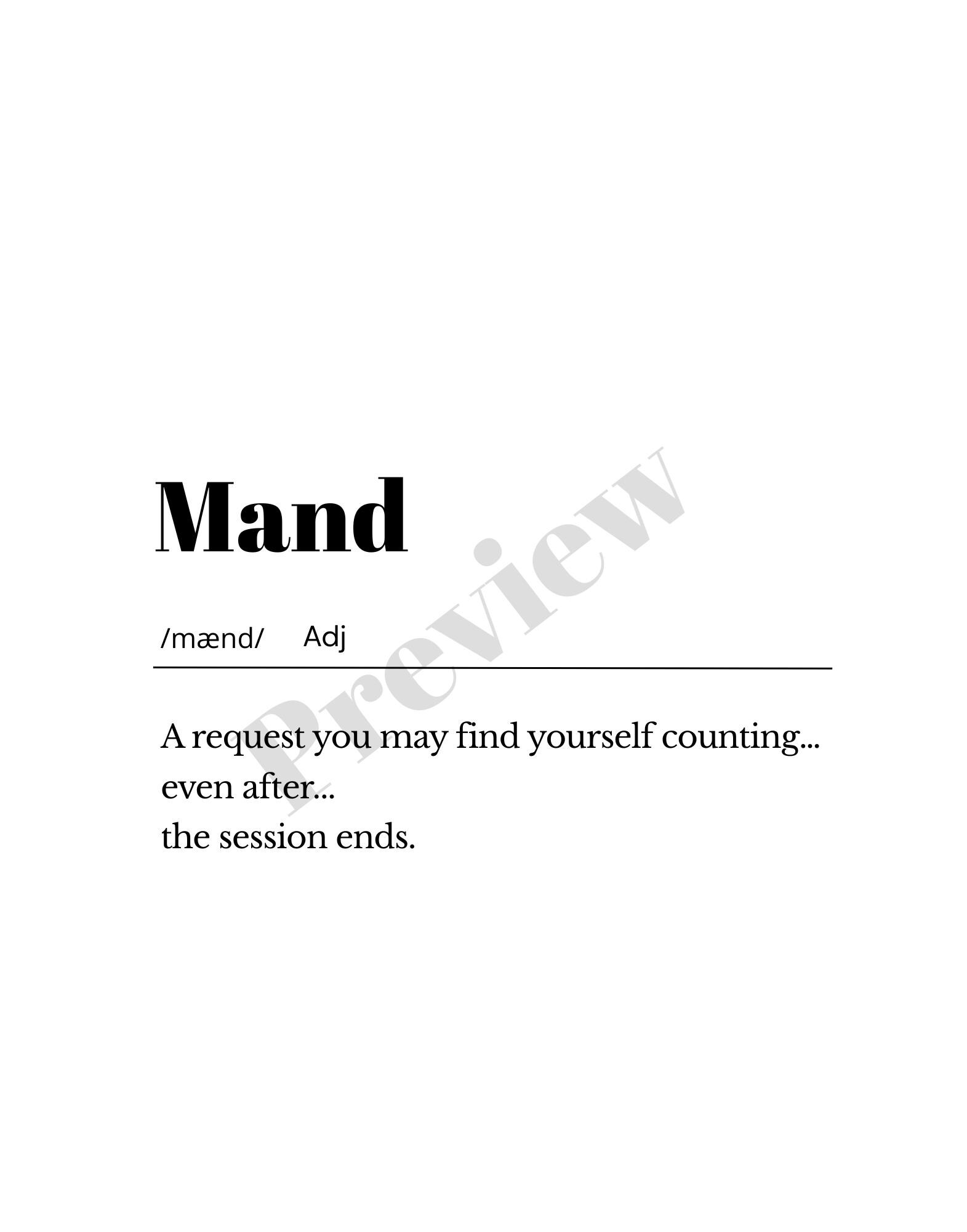 Mand Definition Mand Definition Print Poster | ABA Dictionary Wall Art | Verbal ...