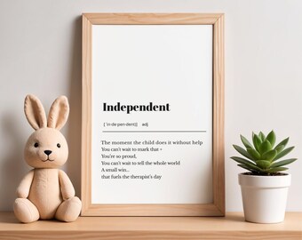 ABA Independent Definition Print | Funny ABA Wall Art | Behavior Analyst Decor | Bcba RBT Gift | Digital Download
