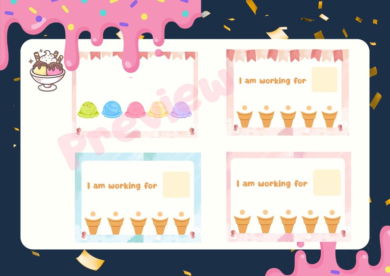 Ice Cream ABA Behavior Chart | Token Board Printable for Kids | Digital ...