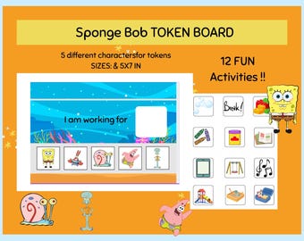 SpongeBob Token Board | ABA Behavior Chart Printable | Kids Classroom & Therapy | RBT Bcba|  Learning | Digital Download