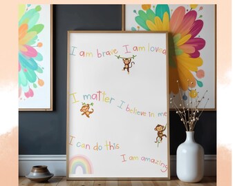 Autism-Friendly Kids Affirmation Poster | Calm Classroom Wall Art | Self-Esteem & Positive Mindset Print | Digital Download