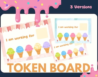 Ice Cream ABA Behavior Chart | Token Board Printable for Kids | Digital Download in 2 Sizes