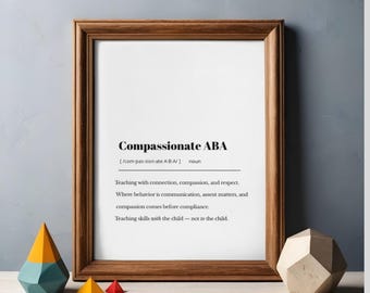 Compassionate ABA Dictionary Print | Modern ABA Therapy Decor | Assent ABA Poster ( digital )