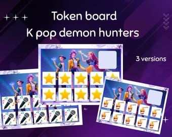 Printable K-Pop Demon Hunters Token Board | ABA Behavior Chart for Kids | BCBA & RBT Therapy Tool | Digital Download
