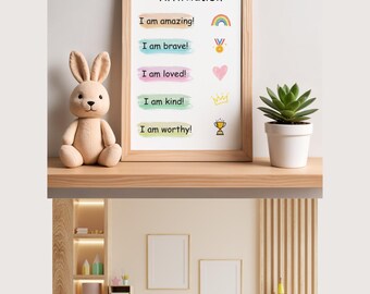 Autism-Friendly Kids Affirmation Poster | Calm Room Wall Art | Self-Esteem & Positive Mindset Print | Gift | Digital Download
