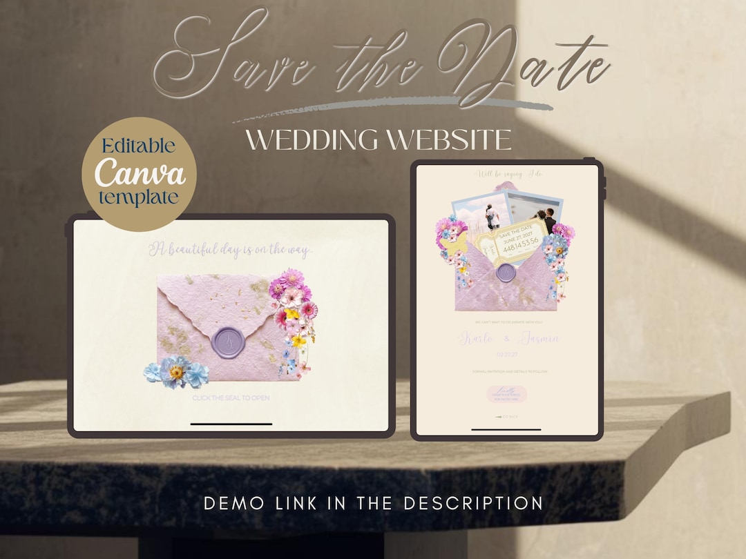 Spring Pastel Save the Date Wedding Website,editable Canva Template ...