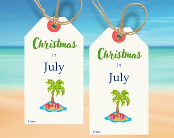 Cadeaukaartje Kerstmis in juli afdrukbaar | Bedankkaartje zomervakantie | Direct downloaden