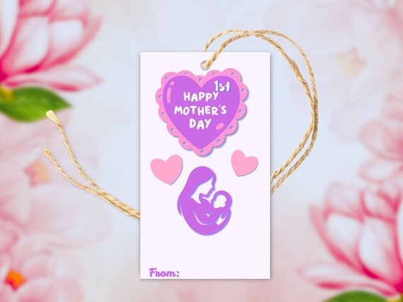 1st Mother's Day Gift Tag, Elegant Feminine Note, Printable (Digital Download)