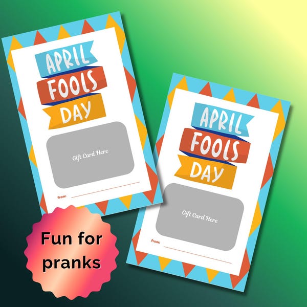April Fools Gift Certificate Holder, Funny Prank Card Sleeve (Digital Download)